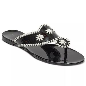 Jack Rogers Bahamas Navajo Jack’s Jelly‎ Sandals Whipstitch Black White 9